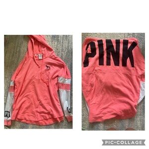 Victoria's Secret Coral Hoodie with Black Lettering